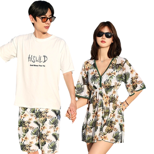 Couple swimsuit, women's summer bikini three piece set, gathered to cover the belly and show slimness, conservative internet celebrity style, men's and women's vacation swimsuit