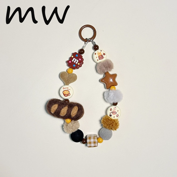 Winter felt baguette donut plush doll pendant bag pendant mobile phone chain ins style creative gift