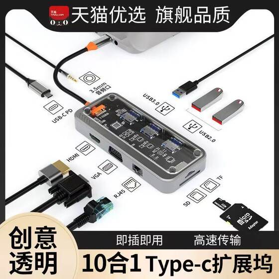 
Transparent extender laptop docking station Gigabit network port converter VGA conversion HDMI high-speed transmission