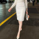White skirt women's mid-skirt knee-length hip skirt women's spring and autumn middle skirt commuting professional versatile short skirt suit skirt