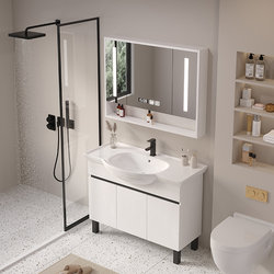 Big belly basin bathroom cabinet combination floor-standing simple light luxury wash basin cabinet washbasin basin integrated ceramic bathroom