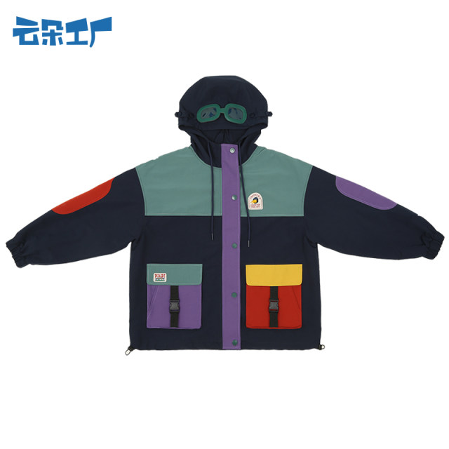 yunduo-factory-aviator-glasses-hooded-jacket-color-block-loose-casual
