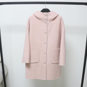 
South Korea's Dongdaemun hooded double-sided wool coat for women, medium-length, high-end, small, loose, new woolen coat
