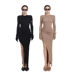 Pempl Two-color Sweater Skirt Stacked Long Dress Women's Autumn And Winter New Slim Fit Inner Skirt