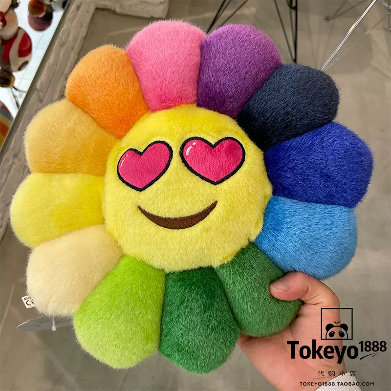 日本代购】Murakami Takashi 村上隆30cm 顔文字太阳花抱枕-Taobao