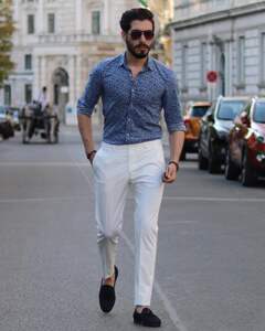 
European and American large-size men's trousers slim-fitting small feet White trousers British nine-point casual pants trendy fat pants tapered pants