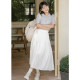 2025 summer new elastic waist versatile skirt white interfacial bag A-line skirt high-waisted slim mid-length skirt