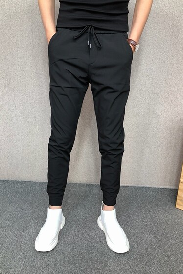 
New spring and summer thin casual pants, trendy black samurai foot pants, spiritual boys, Korean version, slim fit pants, men's trend