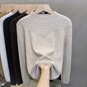 
Skinny half-turtleneck sweater women's base shirt 2025 autumn and winter new pullover outside and knitted sweater fashionable inner top