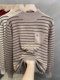 Striped half-turtleneck sweater women's base shirt 2025 Spring and Autumn New Pullover Outer Knitted Sweater Fashionable Inner Top