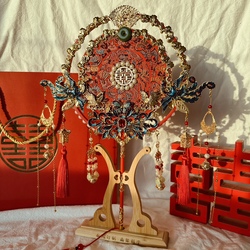 Chinese Bride Xiuhe Group Fan Wedding Handmade Diy Material High-grade Hi Fan Red Wedding Fan Finished Product