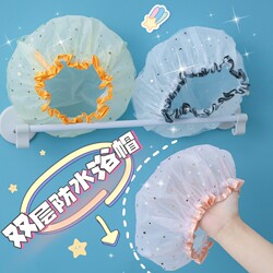 Thickened Waterproof Shower Cap, Double-Layer Shower Cap, Kitchen Anti-Oil Smoke Hat, Women's Shower Hair Cover