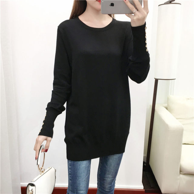 Sunshine Home Autumn New Style Foreign Trade European and American Women's Clothing Round Neck Pullover Base Shirt Soft Sweater Large Size Knitted Sweater