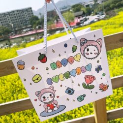 High-Looking Aesthetic Tote Bags, Cute Gift Bags, Birthday Gift Packaging Bags, Cartoon Tote Paper Bags, Horizontal Creative Paper Bags