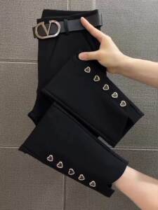 
2025 Autumn New Fashion Versatile Black Pencil Pants Women's High Waist Slim Stretch Nine-Point Pants Suit Pants