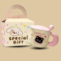 Ceramic Mug with Large Capacity, High Aesthetic Appeal, Cute Design for Girls, Student Dormitory Water Cup, Birthday Gift