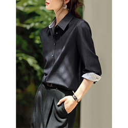 Outlet Clearance Brand Discount Off-The-Shelf Shirts for Women Casual Workwear Fashion Retro Loose Polo Collar Long-Sleeve Tops