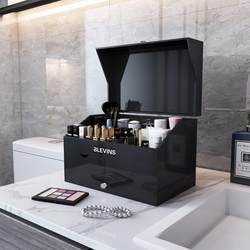 Japanese Imported Seiko Light Luxury Skincare and Cosmetics Storage Box with Mirror, Acrylic Shelf, Dressing Table