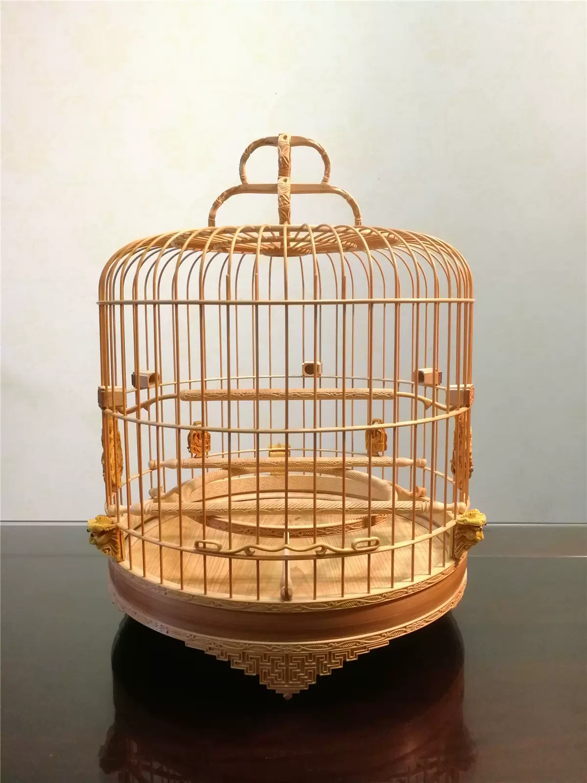 名家範國輝製52支蝦籠繡眼鳥籠定製款寵物鳥用具半花獅子頭設計