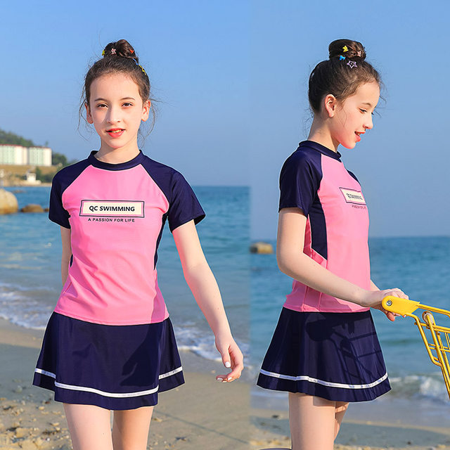 Children's swimsuit girls' new split skirt style medium and large children's swimsuit girl's cute quick-drying super fashionable swimsuit
