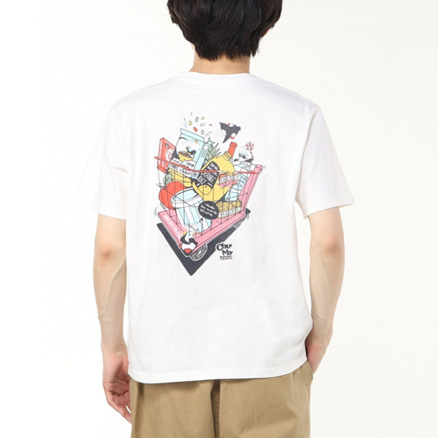 Zhang Xiaomo's Japanese 25 summer new product front pocket rear shopping cart cartoon pattern short-sleeved pure cotton T-shirt versatile top
