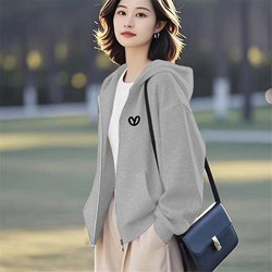Korean Style Hooded Women's 2025 Autumn and Winter Plus-Size Sweatshirt with Fleece, Fashionable, Age-Reducing, Loose-Fitting, Slimming Women's Short Jacket