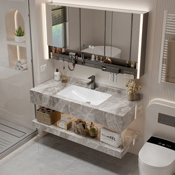 Slate Seamless Ceramic Integrated Basin Bathroom Double-Layer Washstand Washbasin Combination Basin Cabinet Bathroom Cabinet