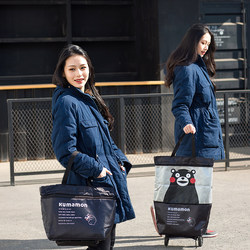 Jiang Yan's Same Style Foldable Portable Small Cart for Grocery Shopping, Household Foldable Trolley Shopping Bag