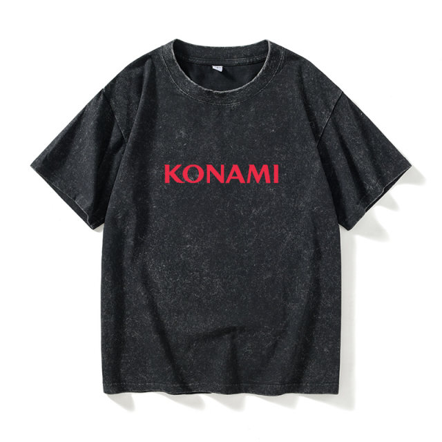 KONAMI logo T -shirt short -sleeved tide clothes female male round neck large size loose summer couple clothes on cotton
