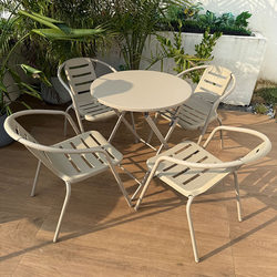 Trendy Outdoor Table and Chair Set for Rest Area, Milk Tea Shop, Coffee Meeting, Round Table, Trendy Outdoor Seating Area Table