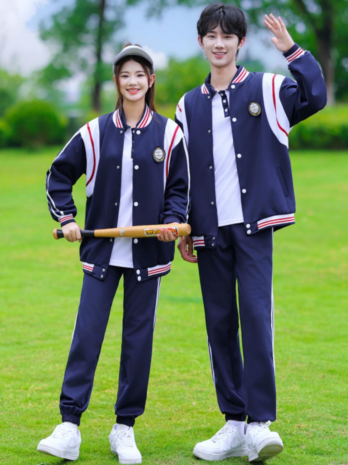 校服套装秋冬季英伦学院风棒球服高中生三件套班服初中学生运动会-淘宝网