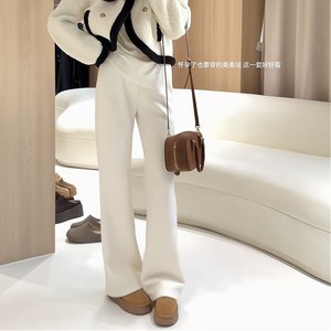 
Pregnant women's pants in autumn and winter belly support leggings plus velvet thickened cashmere wide-leg pants soft and glutinous drooping casual pants