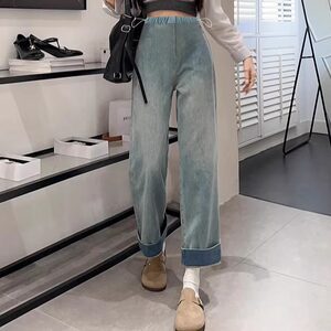 Pregnant women jeans summer spring and autumn women drawstring casual pants rolled up two-wear casual pants before and after giving birth small leggings
