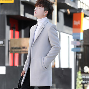 
Men's Trench Coat 2025 Autumn and Winter New Mid-Length Woolen Coat Men's Korean Style Trendy Slim British Jacket