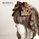 Plaid broken hair headband retro French Hong Kong style versatile going out bow hairpin internet celebrity 2022 new style