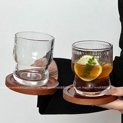 Unique ins Style Chubby Iced Americano Coffee Cup Milk Latte Glass Cup with a Vintage Design