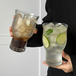 Niche Retro Wide-Mouth Glass Cup, Iced Americano Coffee Cup, Large-Capacity Soda Sparkling Water Cup, Beverage Cup, Fruit Tea Cup