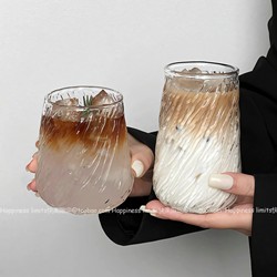 High Borosilicate Coffee Cup for Home Use, High Aesthetic Appeal for Women, High Temperature Resistant, Dirty Ice American Latte Cup, Glass Drinking Cup