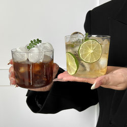 ins Stylish and Beautiful Glass Wide-Mouth Cup, Chinese-Style Fruit Tea Cup, Coffee Cup, Lightweight Cocktail Cup, Cold Brew Tea Cup