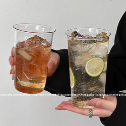 ins Style Simple High Borosilicate Glass Cup Large Capacity Wide Mouth Cup Latte Coffee Cup Fruit Tea Cup Cold Drink Cup