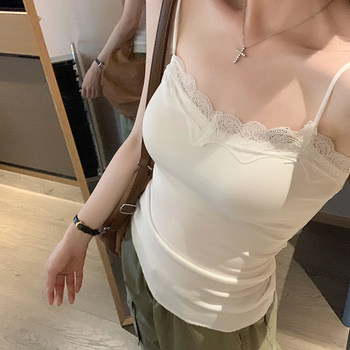 
Pure lustful grey lace lace spliced ​​sleeveless suspender vest women's design sexy slim hot girl base top