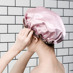 Double-Layer Waterproof Shower Cap for Adult Women, Long Hair Cover, Shower Head Cover, Hat, Hair Cover, Anti-Oil Smoke Hair Cap