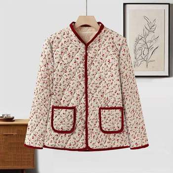 
Official authentic new middle-aged and elderly women's clothing for autumn and winter plus velvet to keep warm small cotton-padded clothes for mothers, thick cotton-padded clothes and jackets, fashionable