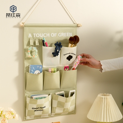 Cotton and Linen Fabric Door Hanging Storage Bag for Household Items, Entryway Organizer, Bedside Storage Rack, No Drilling Required