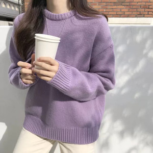 Autumn and winter sweet and lovely women's sweater new loose lazy wind outerwear bottoming pullover knitted inner top women