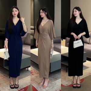 
Nozomi Nozomi/Cool feeling lazy long skirt French elegant temperament sexy strappy v-neck dress 2025 summer