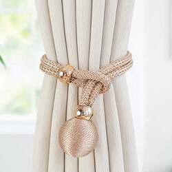 Curtain Magnetic Buckle Tiebacks with Pearl Embellishments, a Pair of Luxury Storage Ropes, Tie Straps, Curtain Buckle Drawstrings