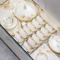 2026 New High-Quality Glazed Ceramic Bowl and Plate Set for Home Use, Jingdezhen Ceramic Tableware Set for Housewarming