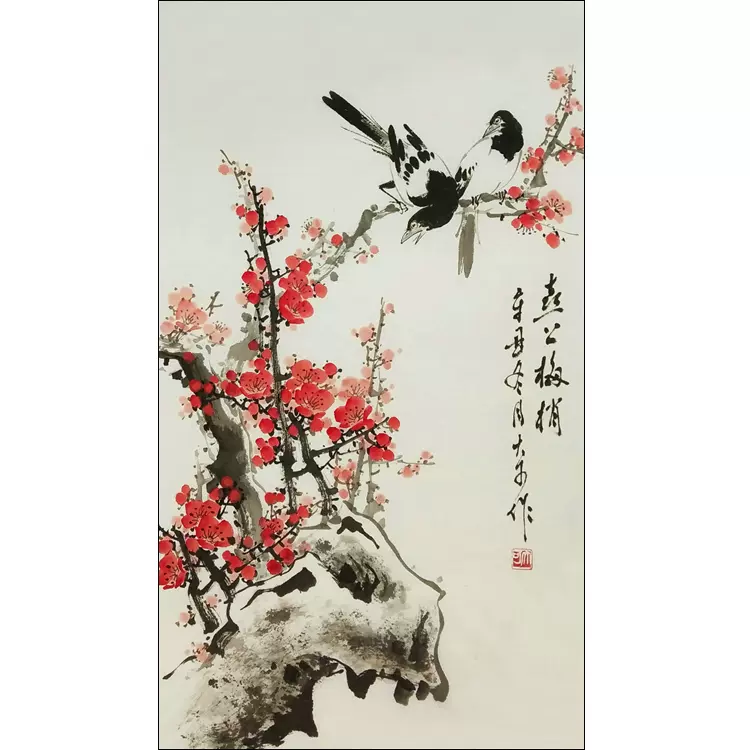 水墨画 鬆石牡丹圖 清代 季節外れの牡丹🌹🌺🌼. . #中国#書画#書畫#水墨#花鳥#牡丹#余稚