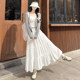 White skirt for women in summer 2025 new high-waisted A-line mid-length spring and autumn puffy skirt ballet cake skirt